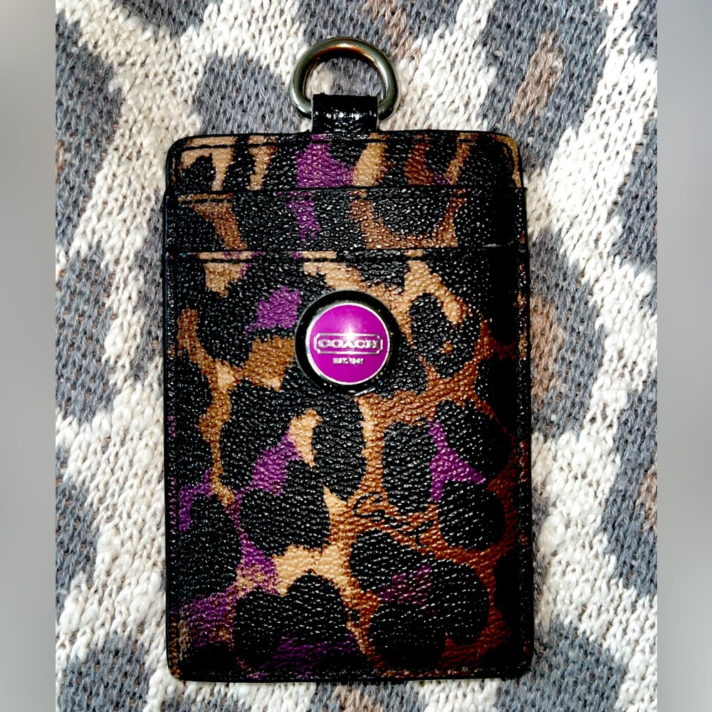 Leopard Coach ID Holder
